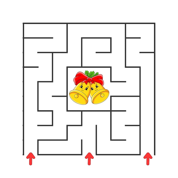 Square maze Game for kids Puzzle for children cartoon character Labyrinth conundrum Find the right path