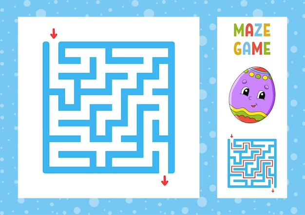 Square maze. Game for kids. Puzzle for children. Happy character.