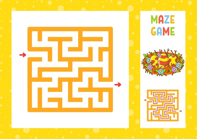 Square maze. Game for kids. Puzzle for children. Happy character.