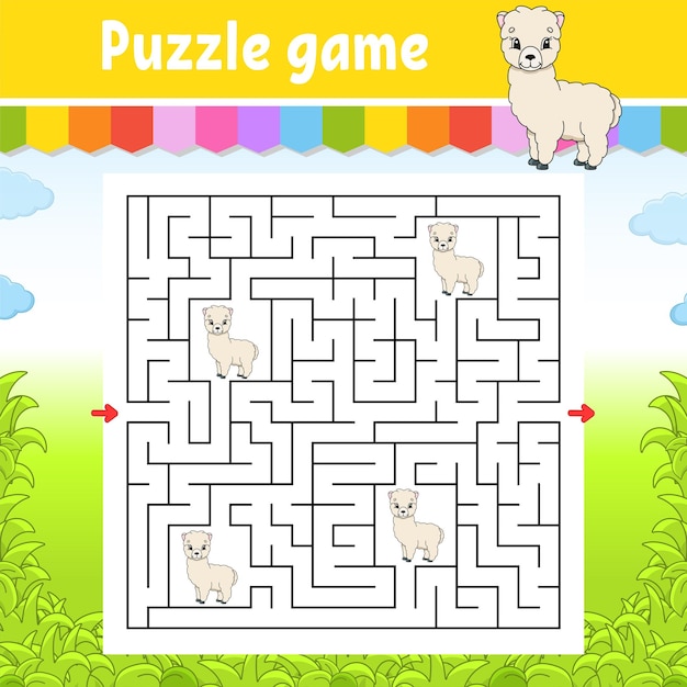 Square maze Game for kids Puzzle for children Labyrinth conundrum