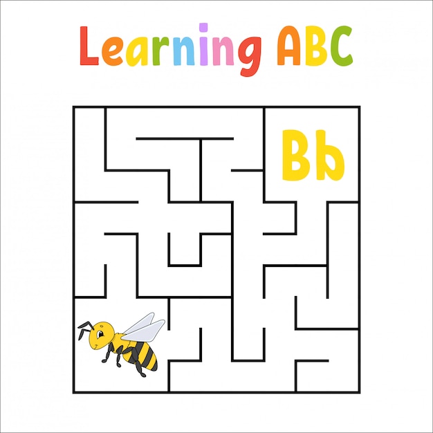 Square maze. Game for kids. Quadrate labyrinth. Education worksheet.