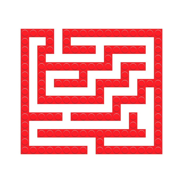 Square maze red bricks toy labyrinth game for kids. Labyrinth logic conundrum.