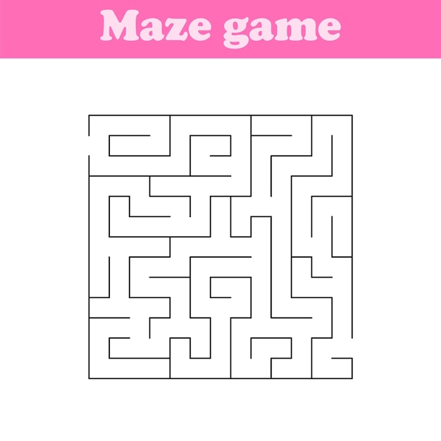 Square maze Vector Labyrinth conundrum Game for kids Puzzle for children Find the right path