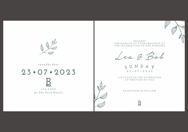 Square minimalist wedding invitation