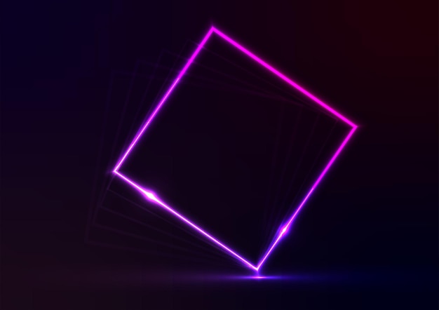 Square neon light line purple presentation background