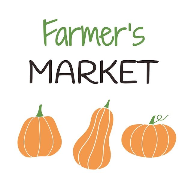 A square poster with a Farmer's market inscription on a white background