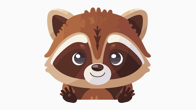 Square Raccoon Forest Animal Icon with Paws Cute and Playful Wildlife Illustration