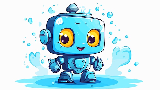 Square Robot Cartoon Illustration with Unique ID