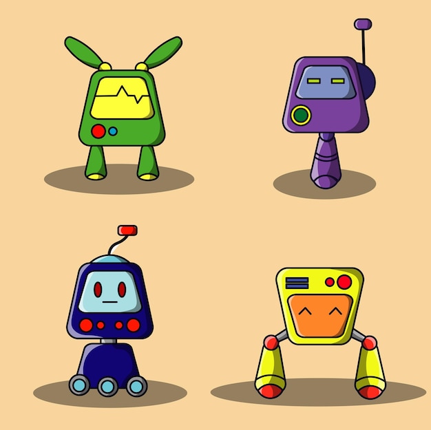 square robot icon pack vector set