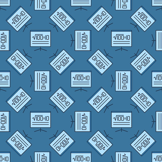 Square Root of 100 vector Math blue seamless pattern