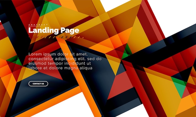 Square shape geometric abstract background landing page web design template