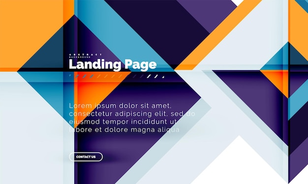 Square shape geometric abstract background landing page web design template