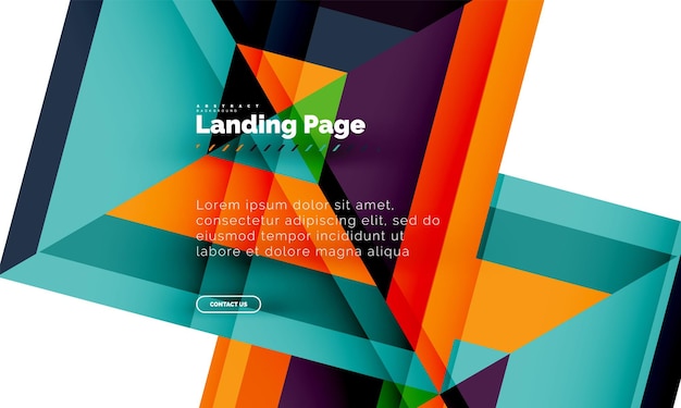 Square shape geometric abstract background landing page web design template