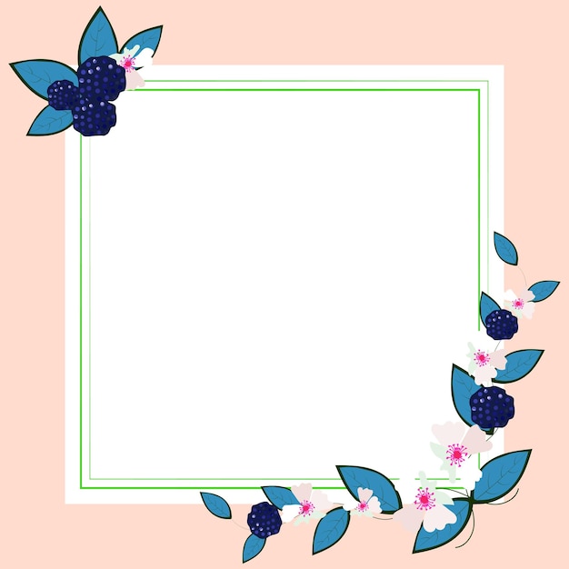 Square Shape Orange Color Text Frame Surrounded With Assorted Flowers Hearts And Leaves Framework For Writing Ringed With Different Daisies Hearts And Tree Leaves