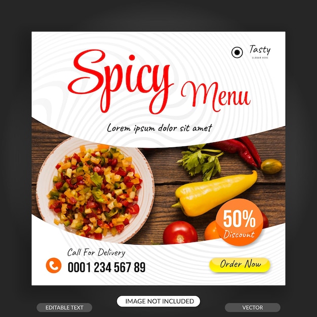 Square Size Food Social Media Banner Template