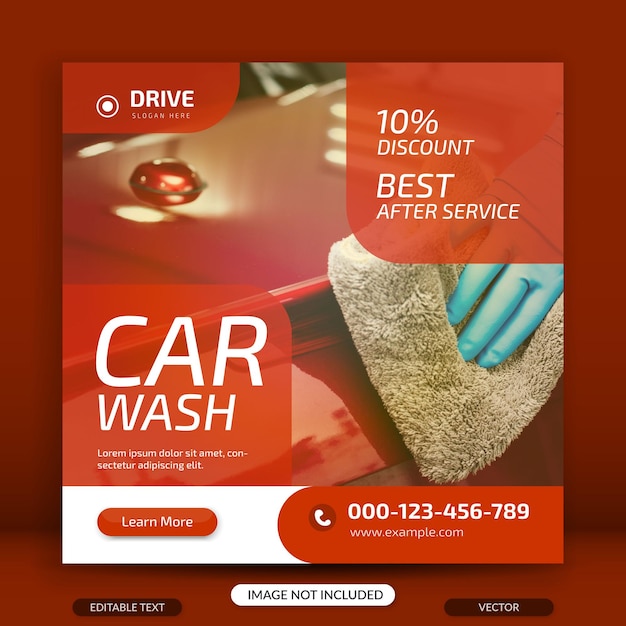 Square Size Social Media Post Template For Car Wash