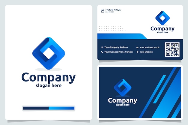 Square tech, color gradient, logo design and business card