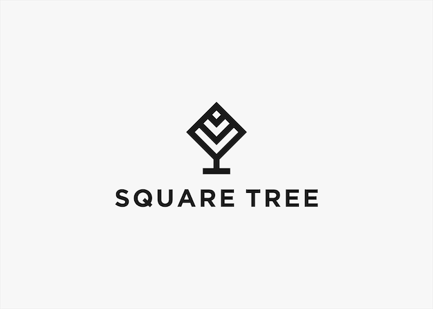 square tree logo design vector silhouette illustration