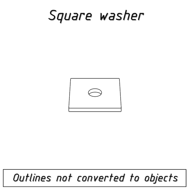 Square washer fastener outline blueprint