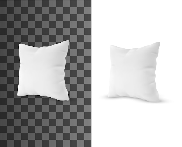 Vector square white pillow realistic vector cushion