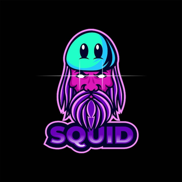 Squid and head logo