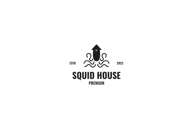 Squid house logo design vector illustration idea