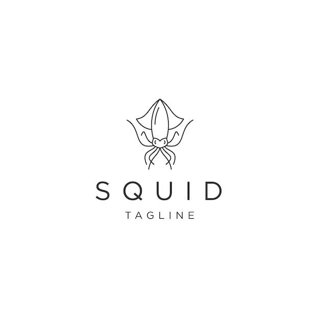 Squid line art logo icon design template flat vector