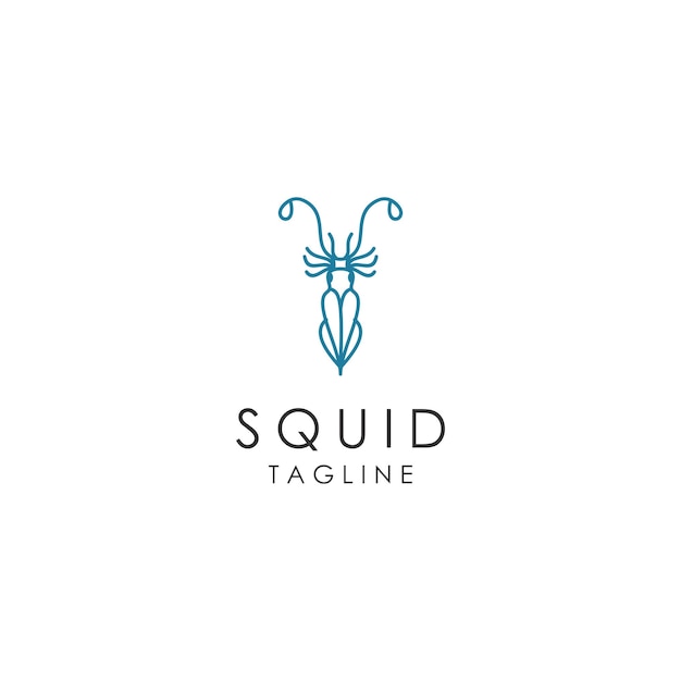 Squid line art logo icon design template