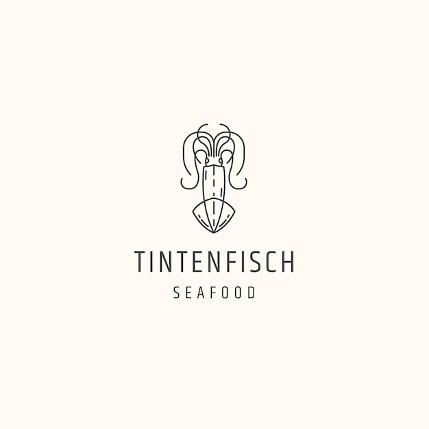 Squid seafood logo icon flat design template illustration