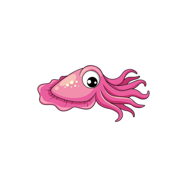 Squid shell mollusk underwater cartoon character