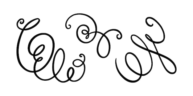 Squiggle and swirl lines Set of hand drawn calligraphic swirls Vector illustration in doodle style