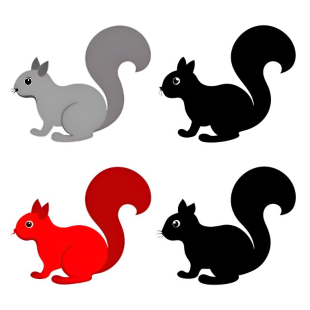 Vector squirrel collection red brown grey black animal generative ai