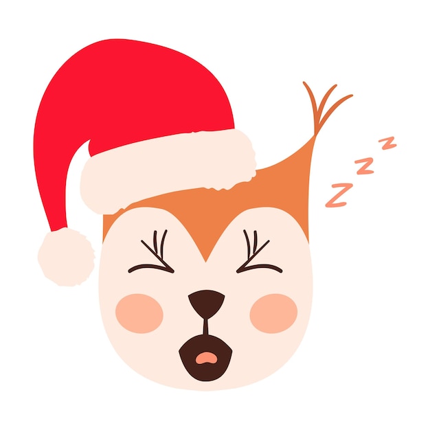 Squirrel emoji heads santa hat set