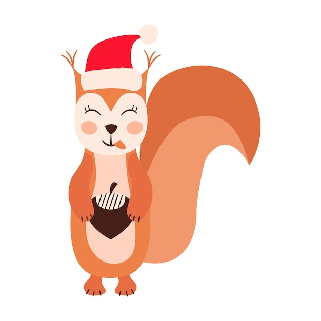 Squirrel emoji santa hat set