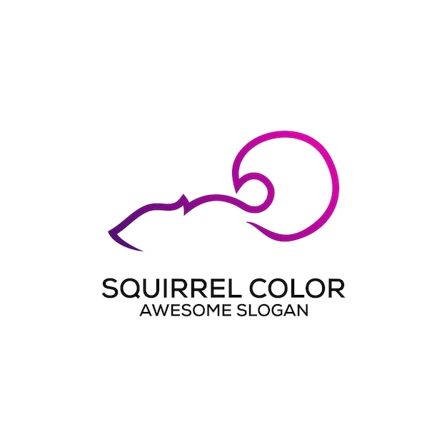 squirrel line art logo design gradient color