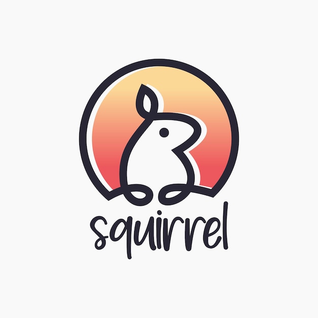 Squirrel Peanut Line Art Outline Icon Logo Design