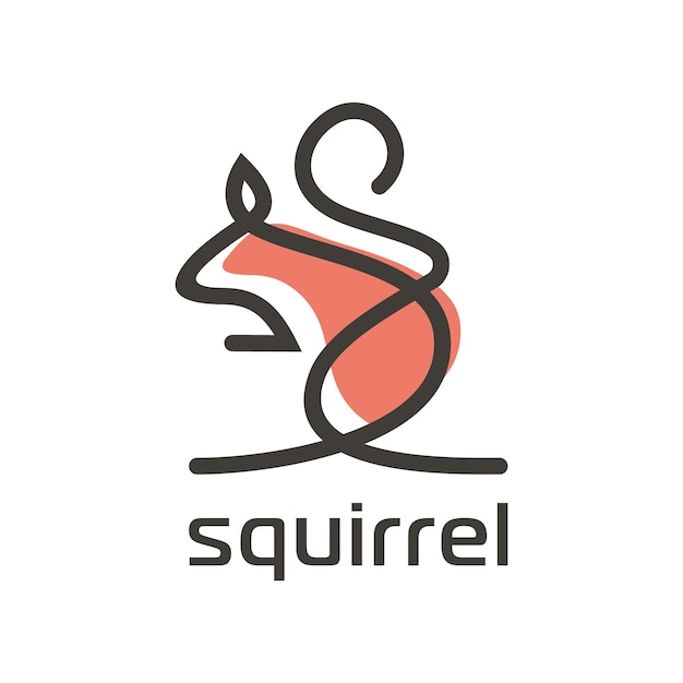 Squirrel Peanut Line Art Outline Icon Logo Design