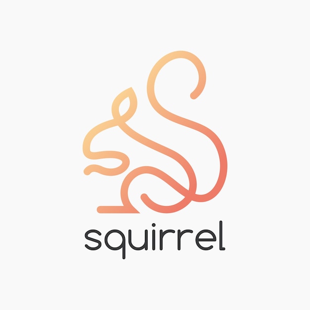 Squirrel Peanut Line Art Outline Icon Logo Design