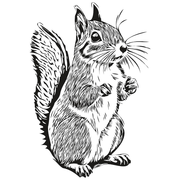 Squirrel sketches outline with transparent background hand drawn illustration baby squirrel