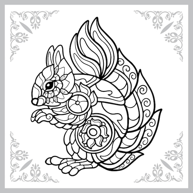 squirrel zentangle arts isolated on white background