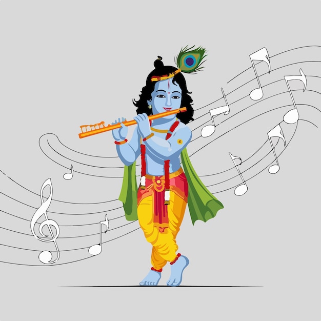 Vector sree krishna illustration background concept