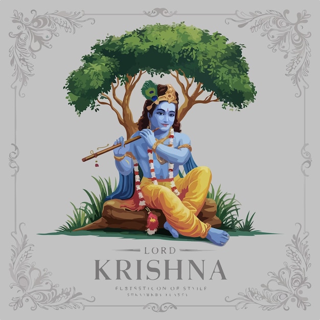 Vector sree krishna illustration background concept