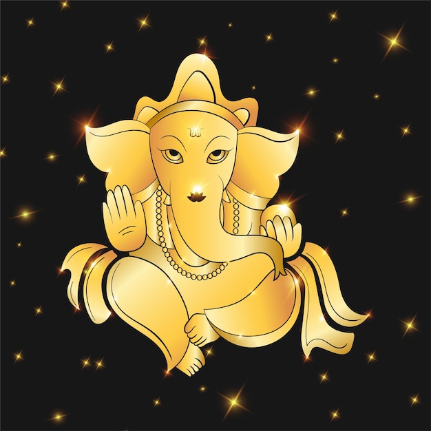 Sri Ganesh gold vector illustration for wedding invitation, wallapaper and ganesh chaturthi.