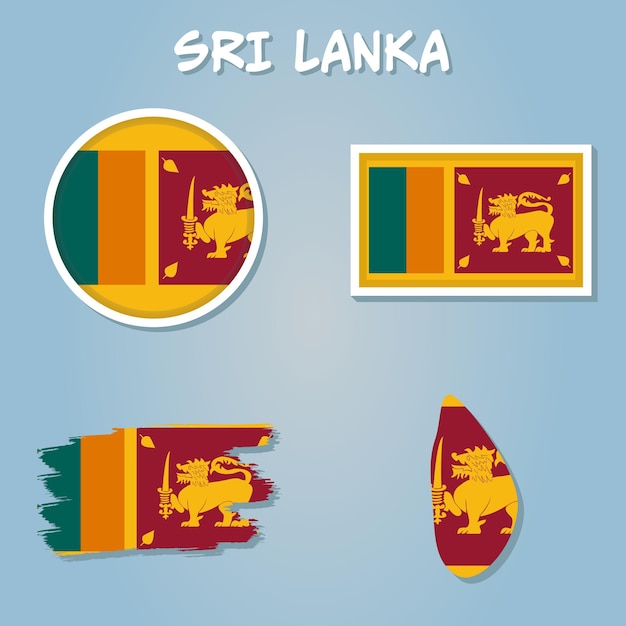 Sri Lanka flag overlay on Sri Lanka map with polygonal style