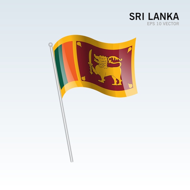 Sri Lanka waving flag isolated on gray background