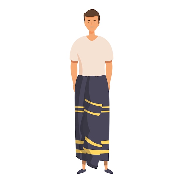 Vector sri lankan man wearing traditional sarong standing smiling