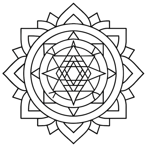 Sri Yantras Mandala coloring page Mind Relaxing Mandala Coloring Page