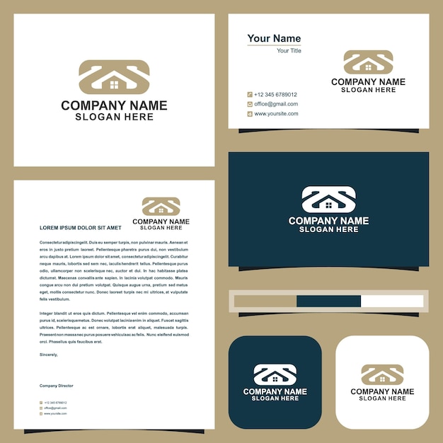 Ss home logo design and business card Premium Vector