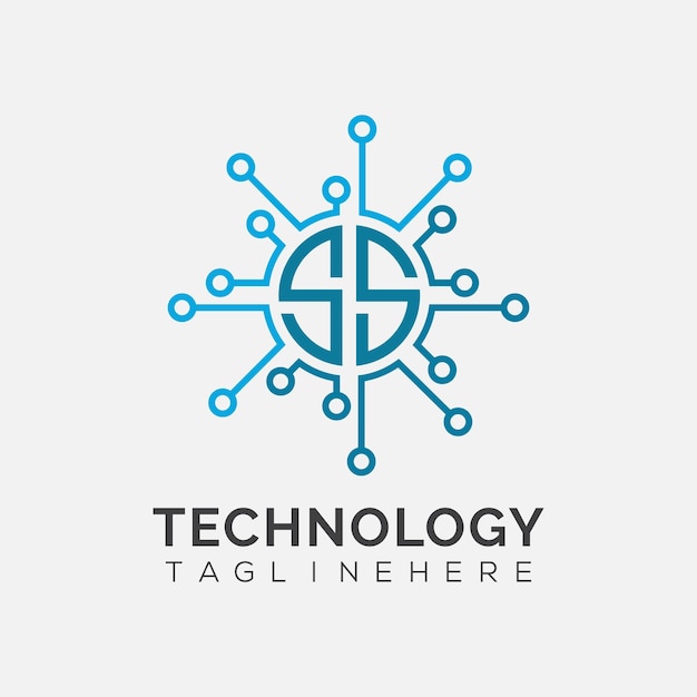 Vector ss initial monogram for technology logo with circle style design