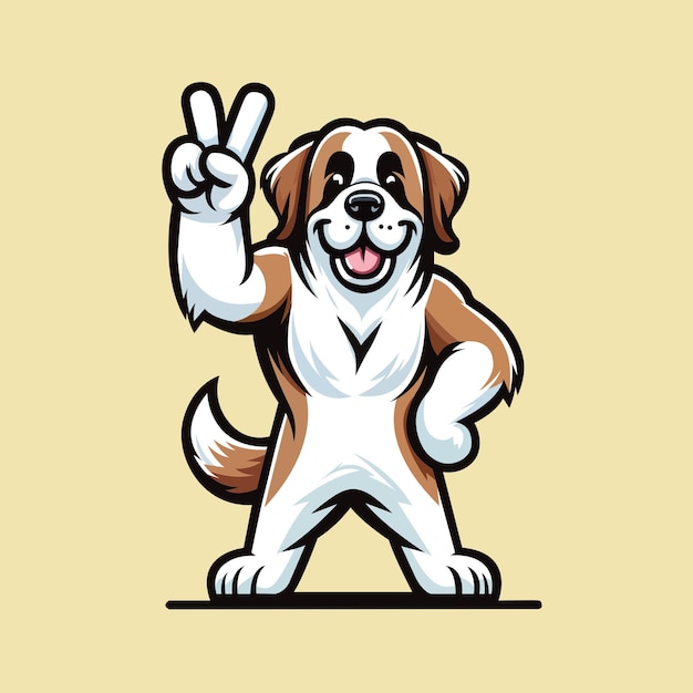 St Bernard Dog Peace Gesture Illustration Vector